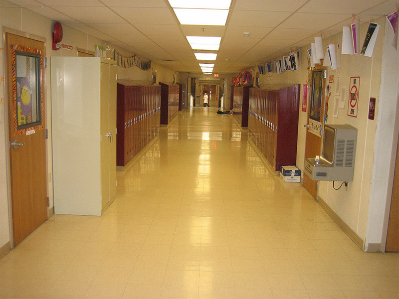 Innovative Modular Classroom hallway, featuring multiple doors in Pedricktown, NJ