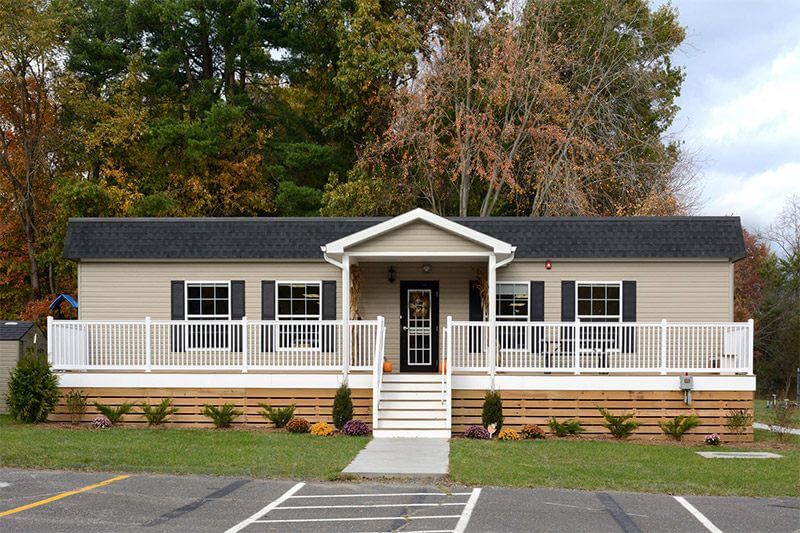 Innovative Modular Classroom mobile home with a porch and deck in Pedricktown, NJ
