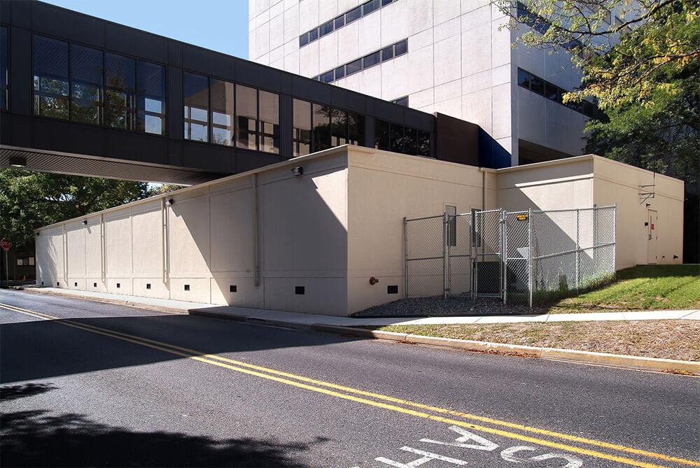 Flexspace building with a surrounding fence in Pedricktown, NJ
