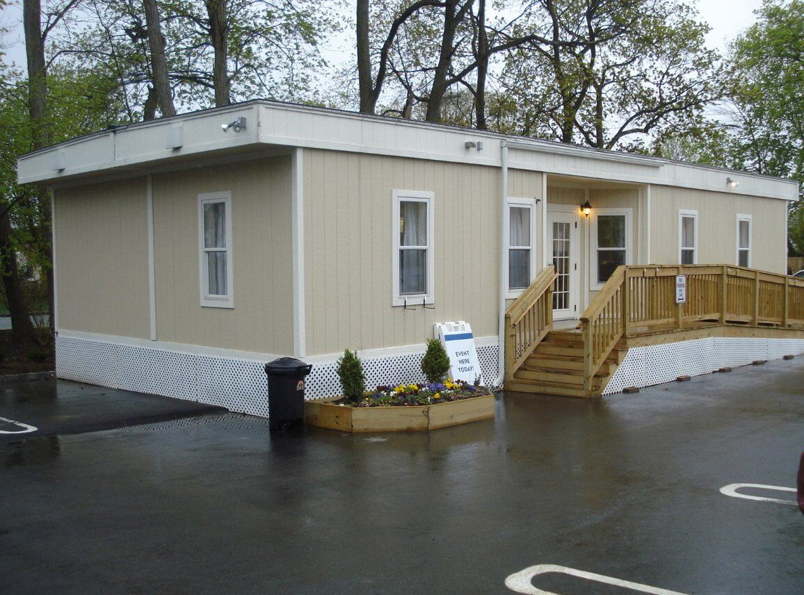 Small modular sales office building with ramp entrance in Pedricktown, NJ