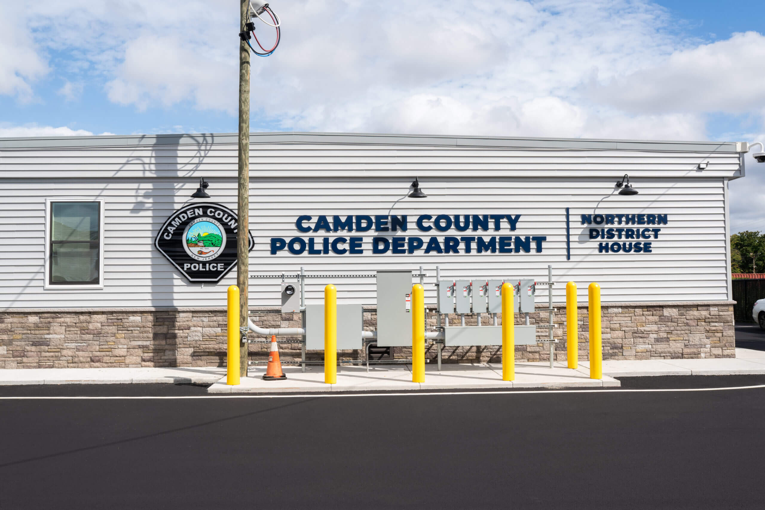 Modular government Police Department by mobilease Modular Space with signage & utility equipment  
